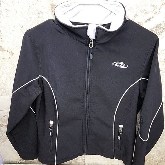 CB Women’s Medium Black & White Fitted Lightweight Track Active Zip Up Jacket Nw - Picture 1 of 8